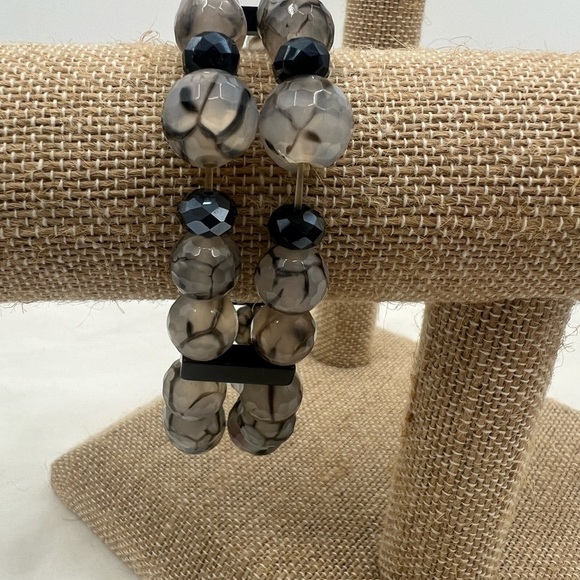 Double strand Tourmaline gemstone beaded stretch bracelet - Picture 3 of 6